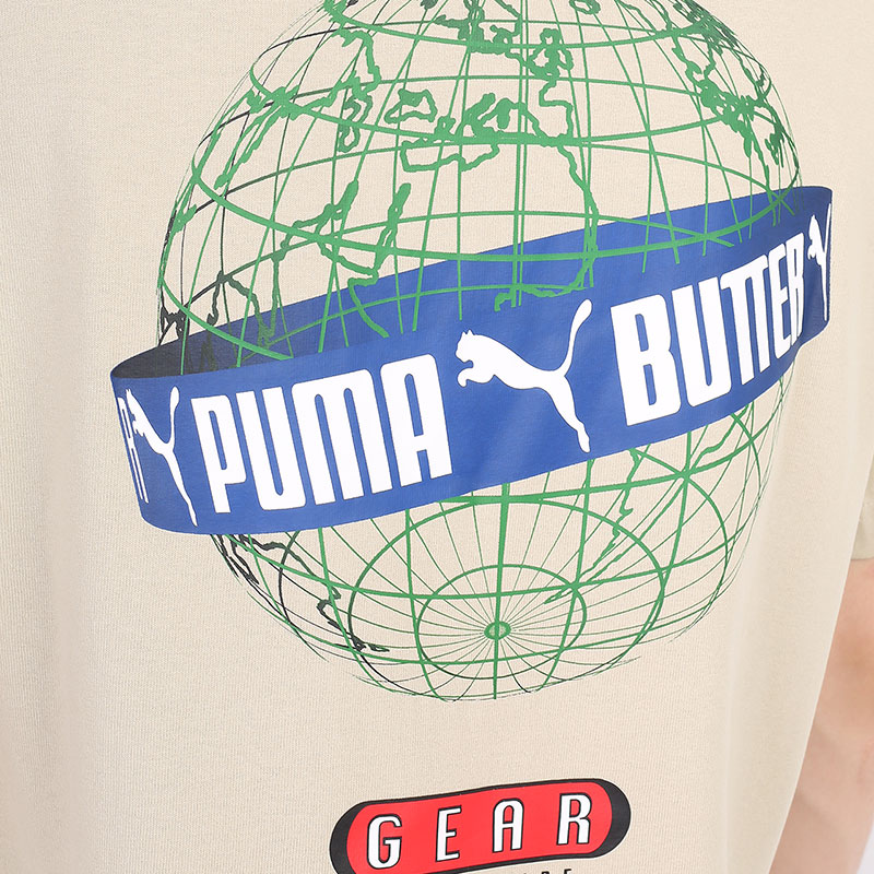 мужская бежевая футболка PUMA x BG Graphic Tee 53405864 - цена, описание, фото 4